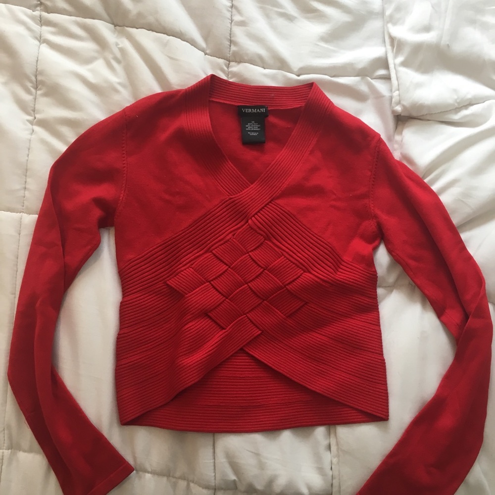 Vermani 80% silk cross cross cropped top
